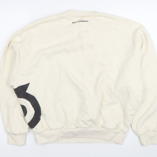 EVERYBODY.WORLD Women Ivory Cotton Logo Sweatshirt Size S
