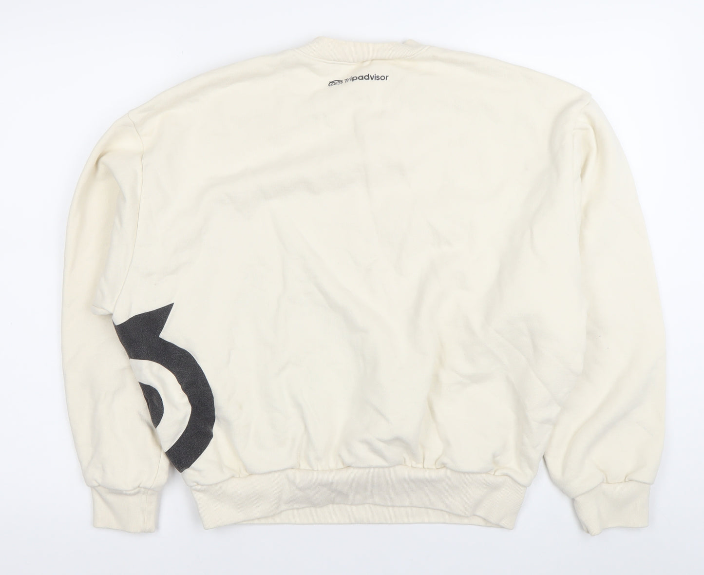 EVERYBODY.WORLD Women Ivory Cotton Logo Sweatshirt Size S