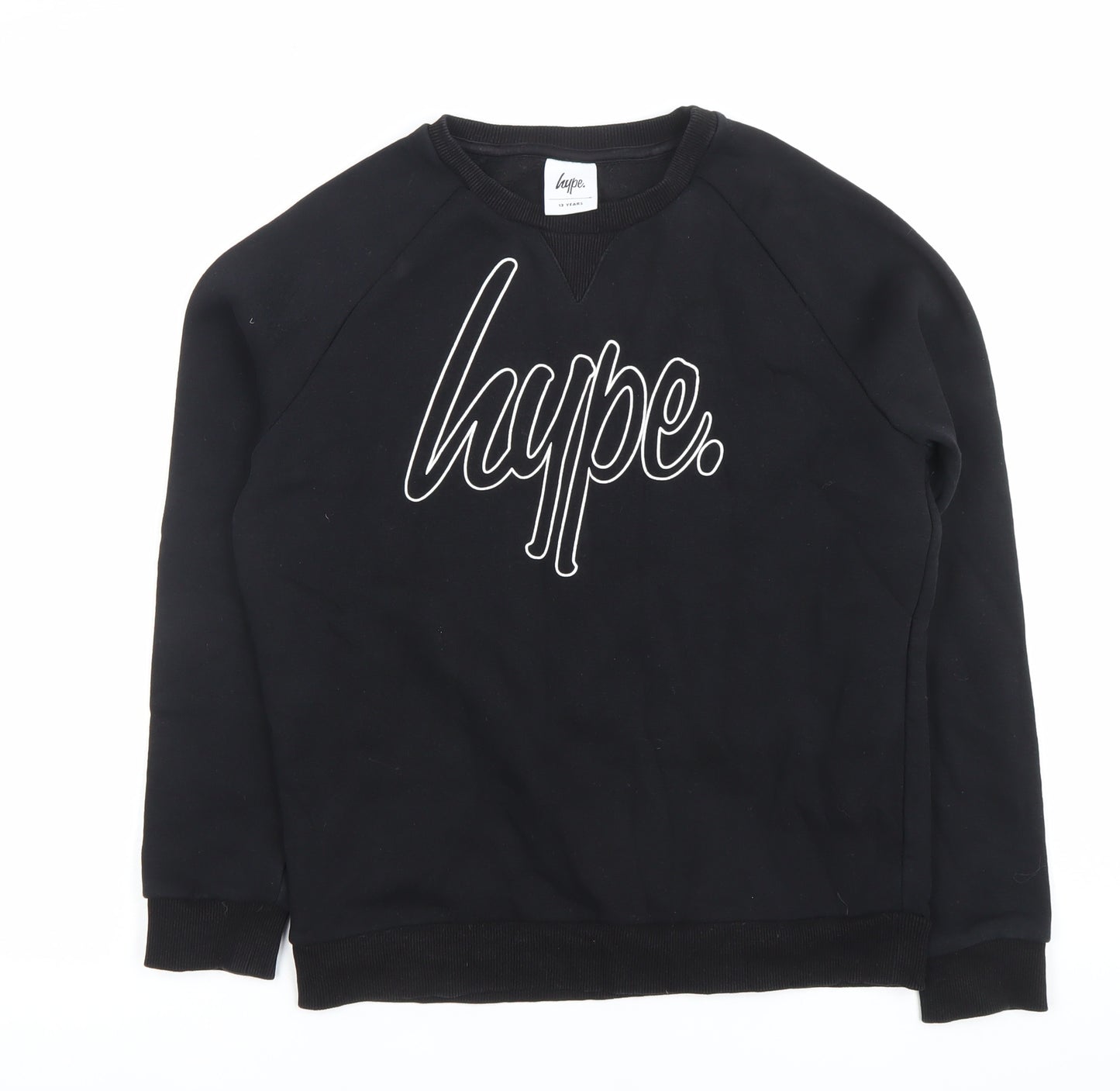 Hype Boys Black Sweatshirt 13 Years Crew Neck Pullover Logo Jumper