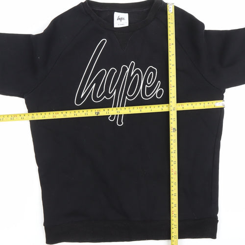Hype Boys Black Sweatshirt 13 Years Crew Neck Pullover Logo Jumper