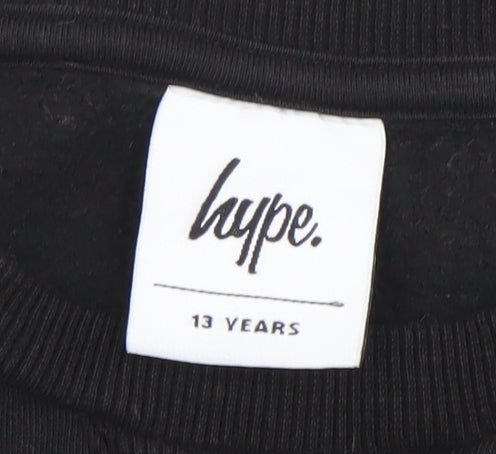 Hype Boys Black Sweatshirt 13 Years Crew Neck Pullover Logo Jumper