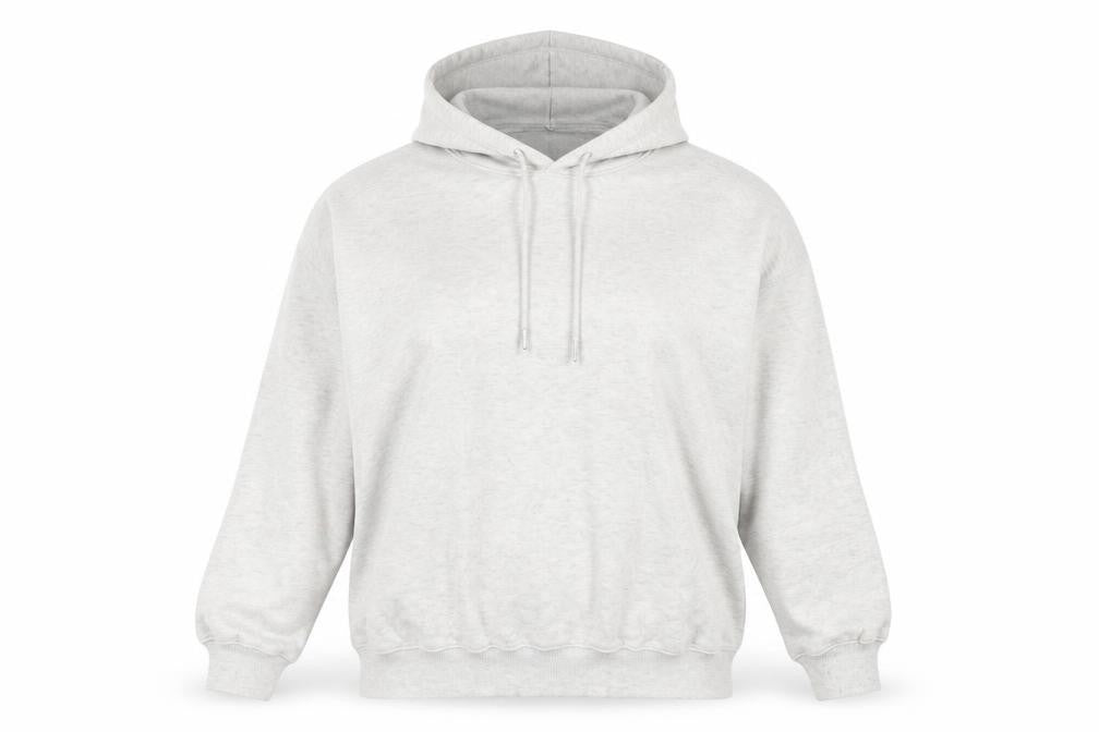 Front view of PRETTYLITTLETHING Women’s Grey Hoodie, size L, Chill Club Pullover