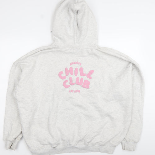 PrettyLittleThing Women’s Grey Hoodie Size L Chill Club Pullover