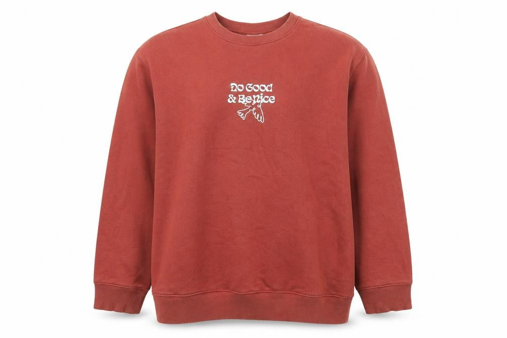 Front view of H&M Women XL Brown Graphic Pullover Sweatshirt Relaxed Fit