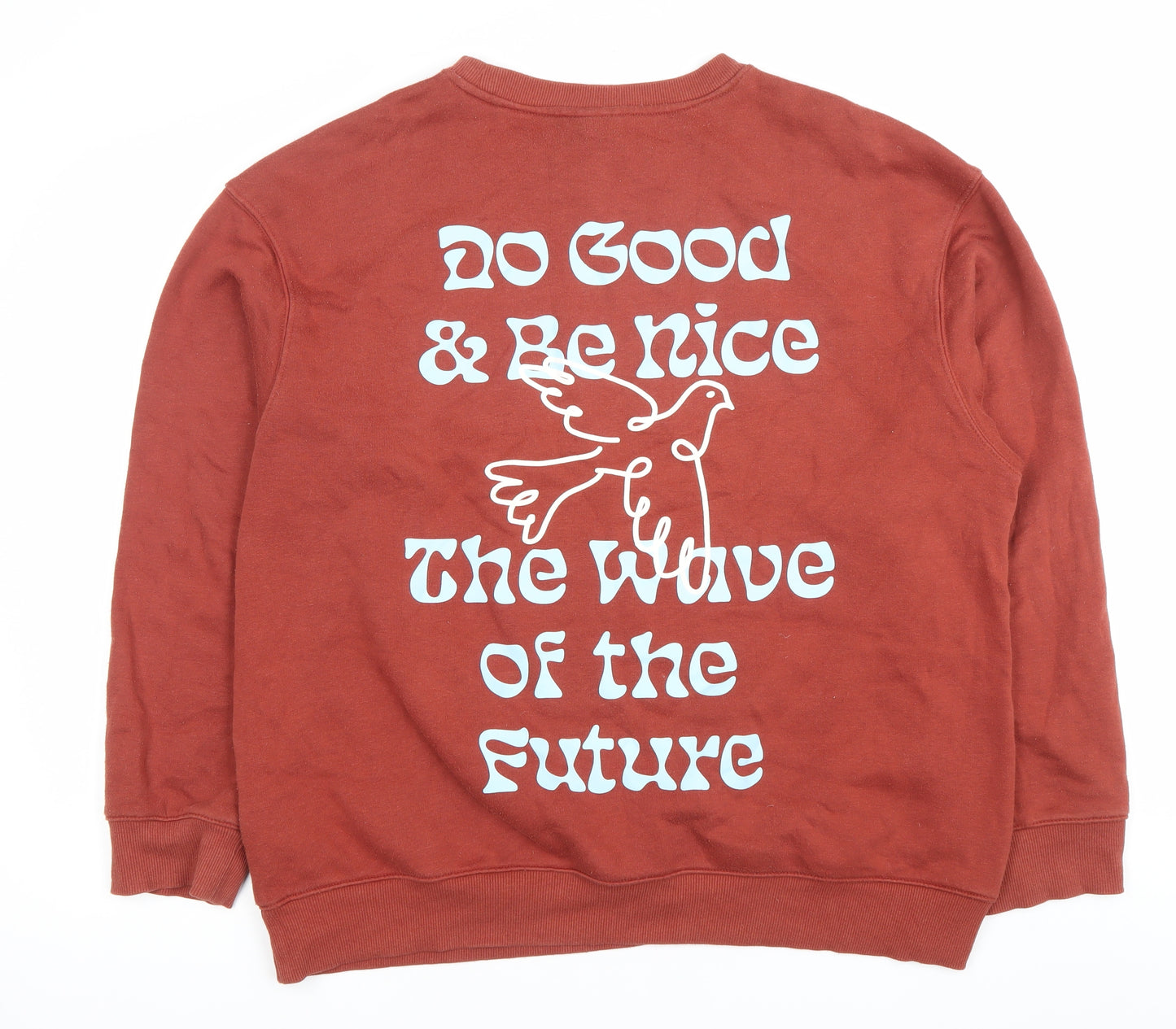 H&M Women XL Brown Graphic Pullover Sweatshirt Relaxed Fit