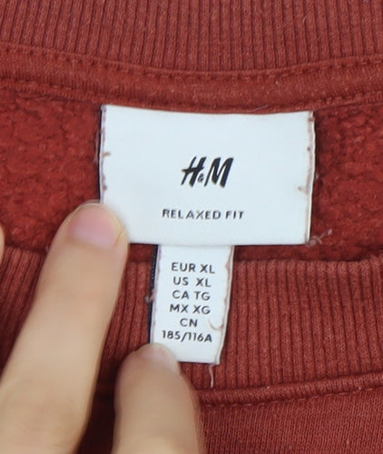 H&M Women XL Brown Graphic Pullover Sweatshirt Relaxed Fit