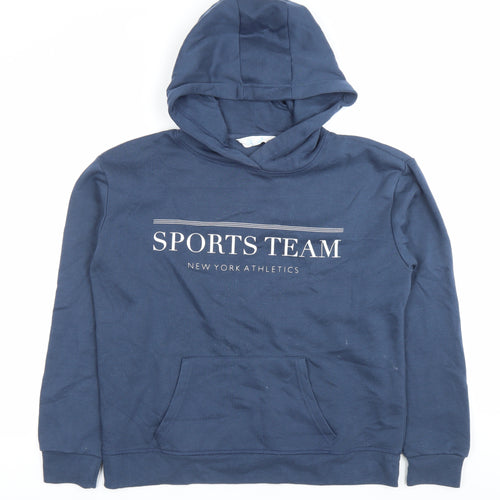 Primark Unisex Blue Pullover Hoodie S Sports Team Logo Casual