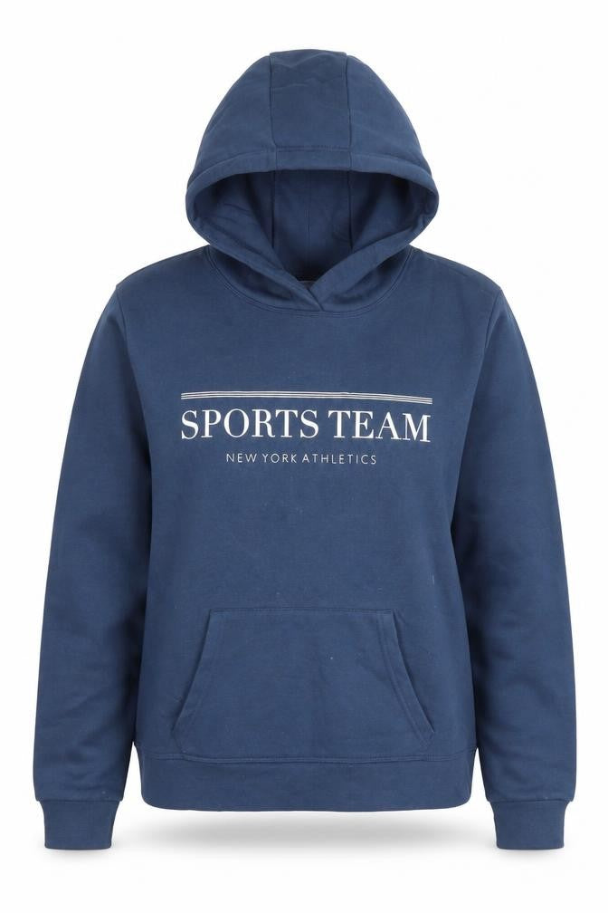Primark Unisex Blue Pullover Hoodie S Sports Team Logo Casual
