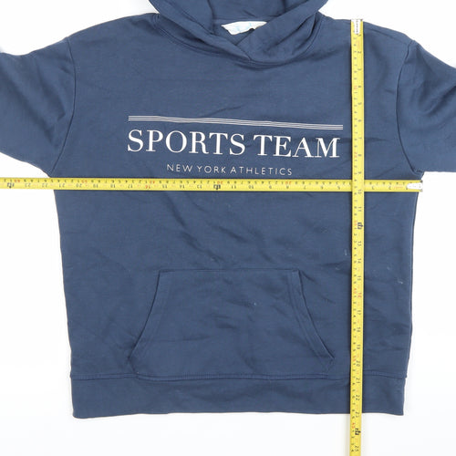 Primark Unisex Blue Pullover Hoodie S Sports Team Logo Casual