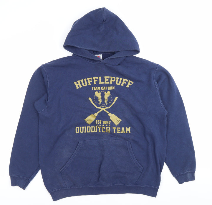 Fruit of the Loom Boys Blue Hufflepuff Hoodie 14-15 Years Pullover Harry Potter