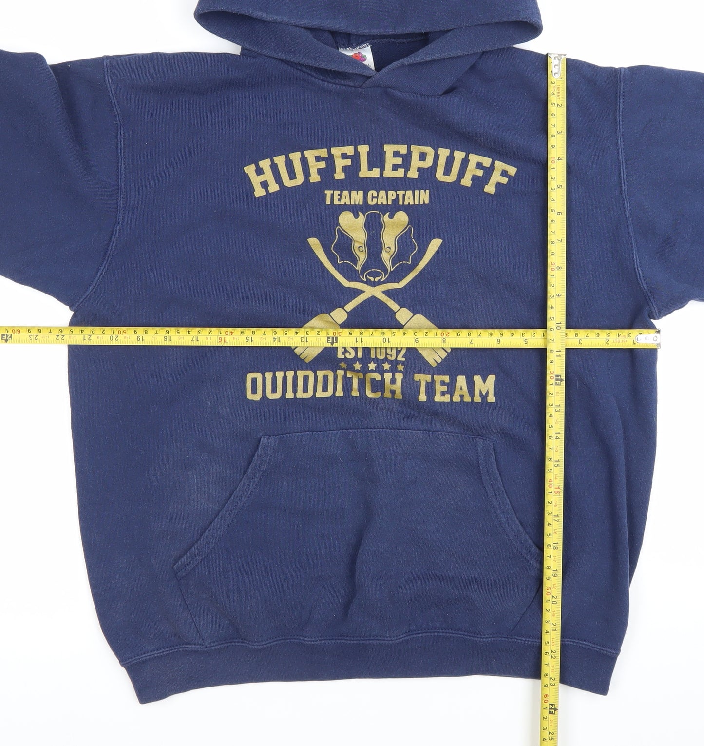 Fruit of the Loom Boys Blue Hufflepuff Hoodie 14-15 Years Pullover Harry Potter