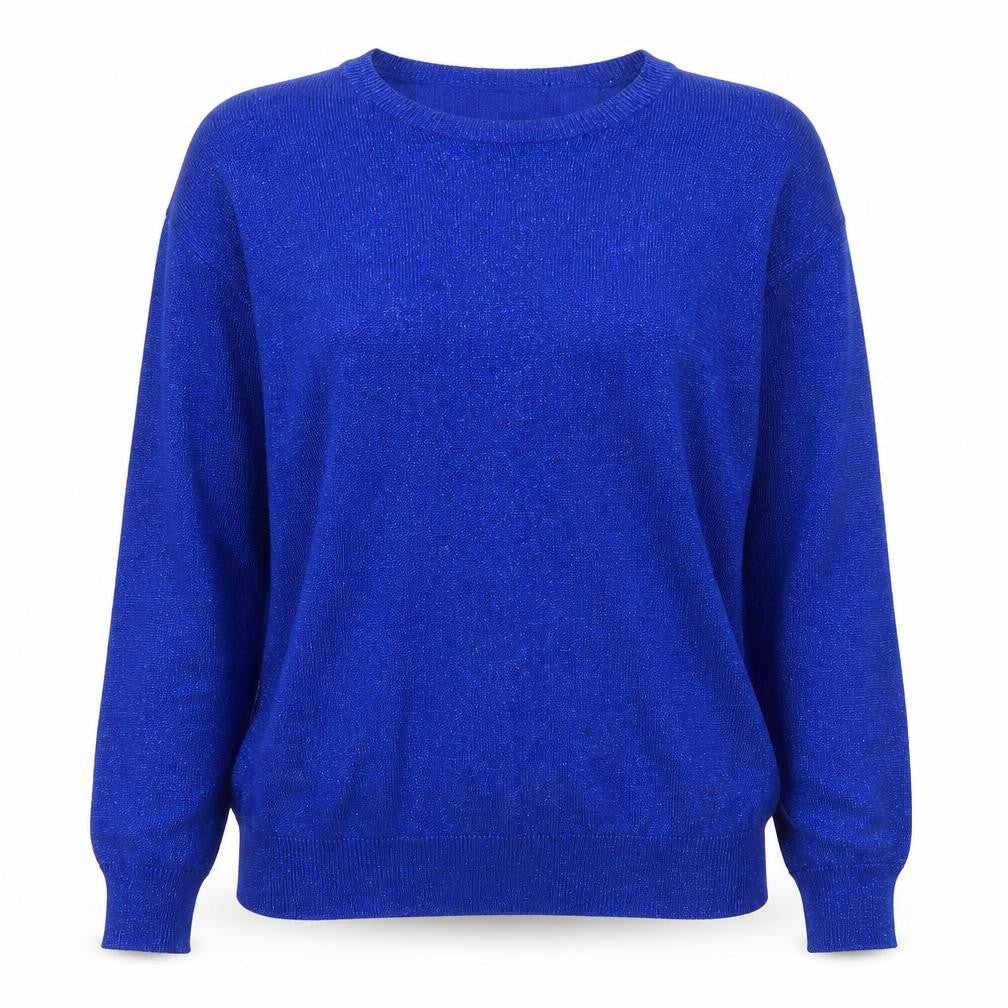 Topshop Women’s Blue Knit Pullover Jumper Size 8 Crew Neck Long Sleeve
