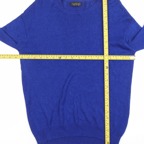 Topshop Women’s Blue Knit Pullover Jumper Size 8 Crew Neck Long Sleeve