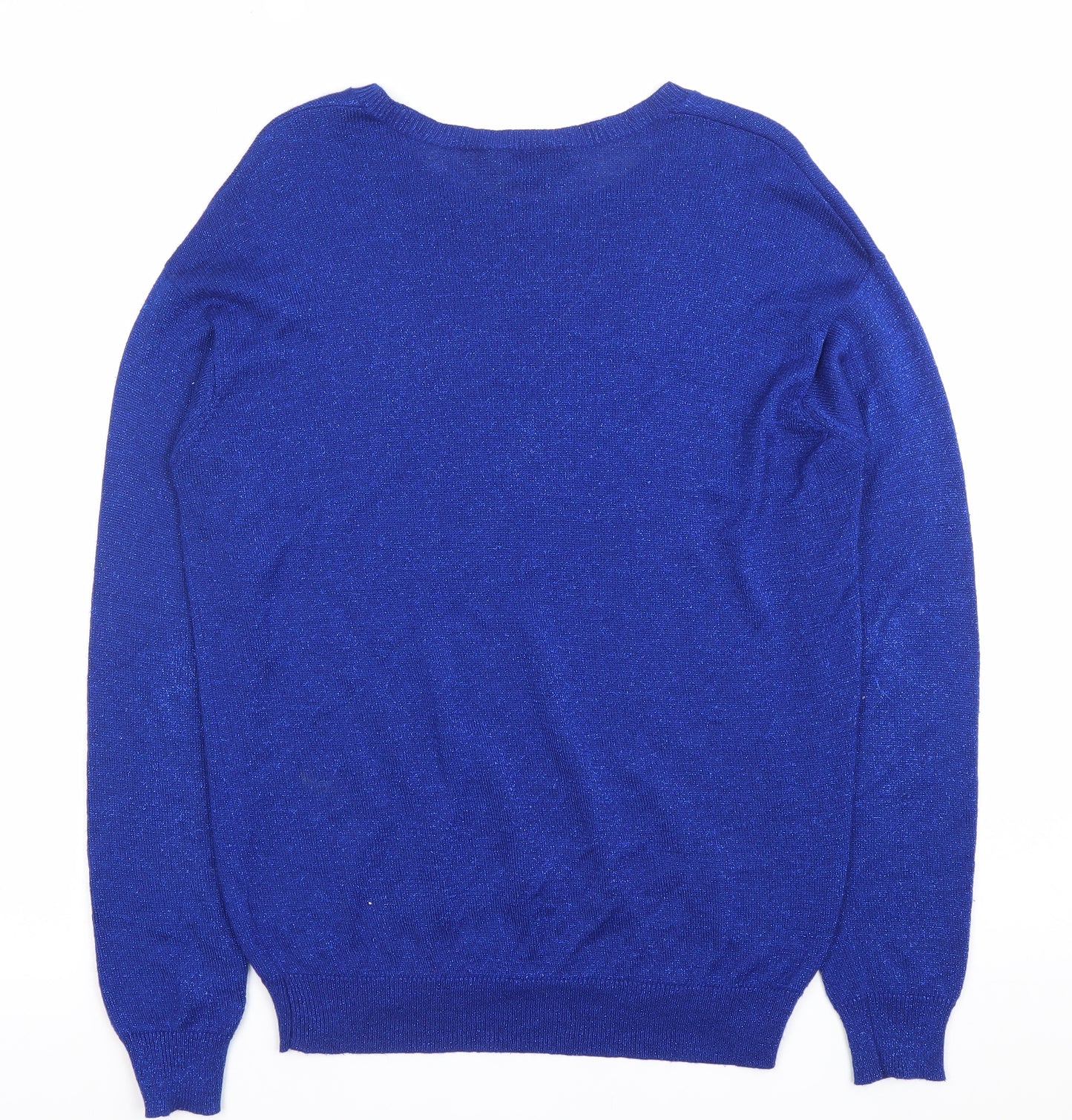 Topshop Women’s Blue Knit Pullover Jumper Size 8 Crew Neck Long Sleeve