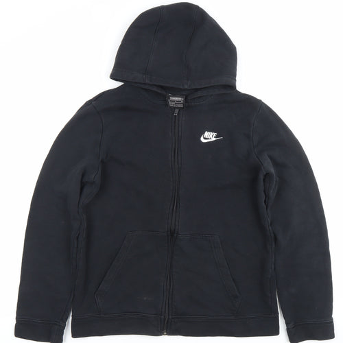Nike Boys Black Full Zip Hoodie XL 158-170cm Standard Fit Logo