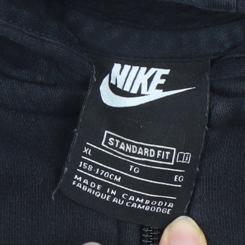 Nike Boys Black Full Zip Hoodie XL 158-170cm Standard Fit Logo
