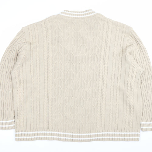 ASOS Men’s Beige XL V-Neck Cable-Knit Pullover Jumper
