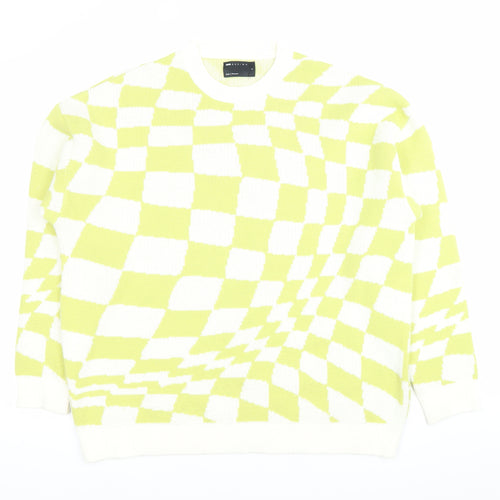 ASOS DESIGN Men’s Multicoloured Check Jumper Size S Crew Neck Knit
