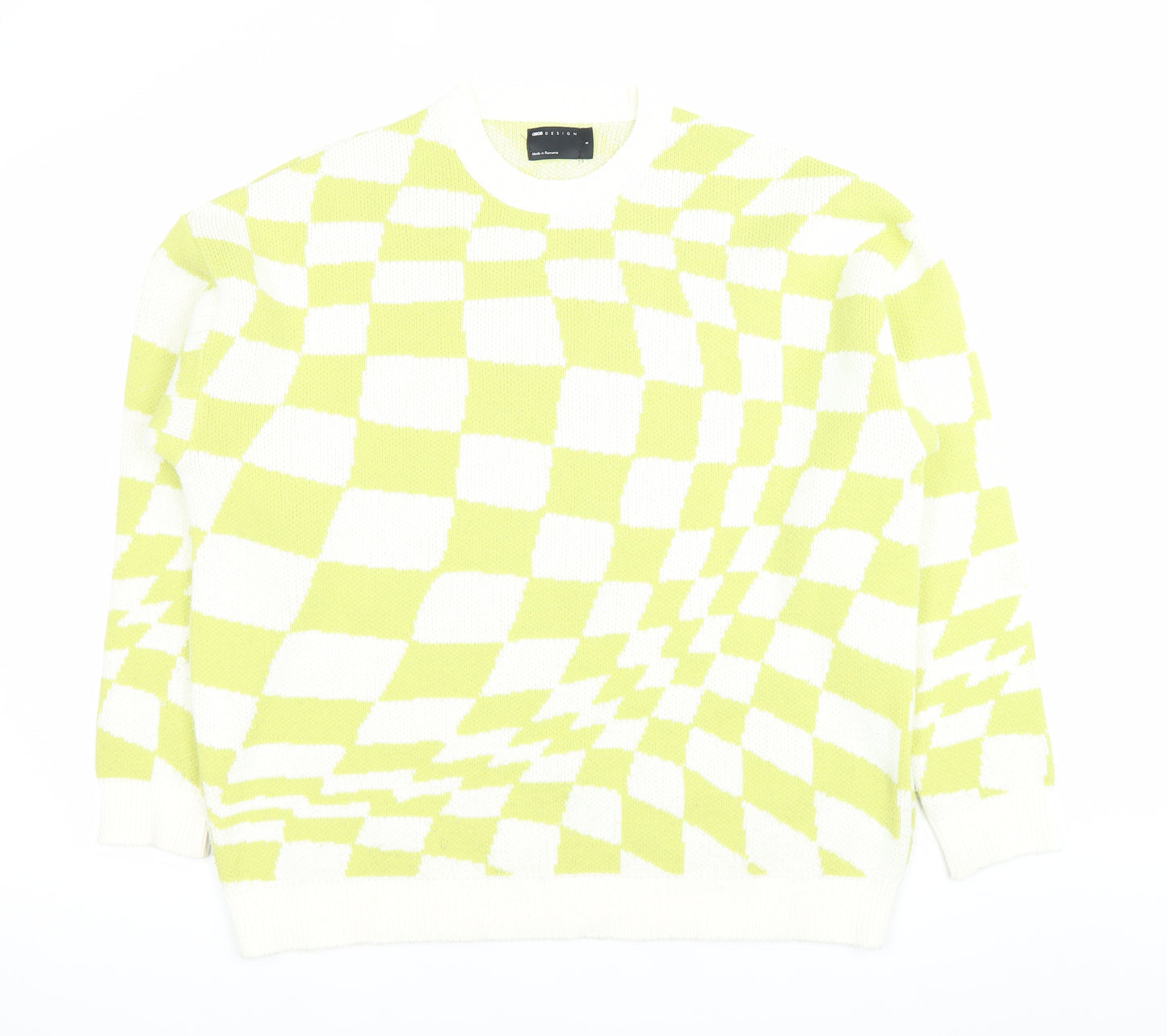 ASOS DESIGN Men’s Multicoloured Check Jumper Size S Crew Neck Knit