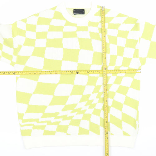 ASOS DESIGN Men’s Multicoloured Check Jumper Size S Crew Neck Knit