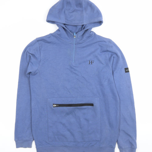 Holyfield Boys Blue Pullover Hoodie 14-16 Years L Half Zip Cotton Blend