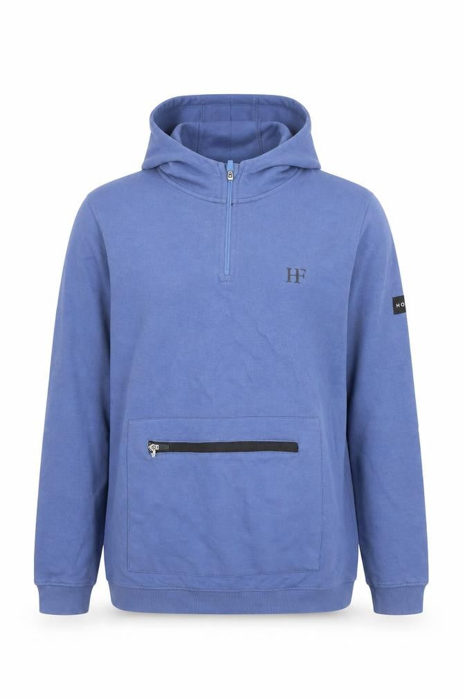 Holyfield Boys Blue Pullover Hoodie 14-16 Years L Half Zip Cotton Blend