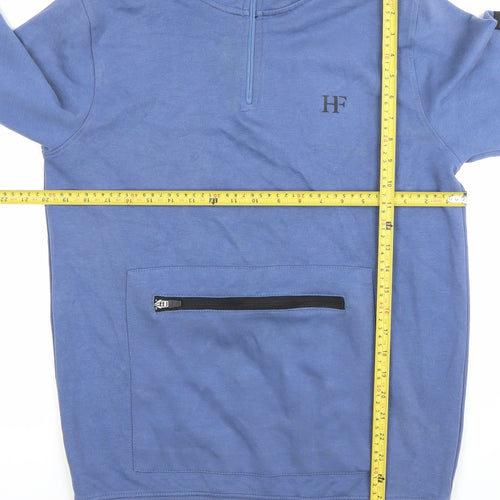 Holyfield Boys Blue Pullover Hoodie 14-16 Years L Half Zip Cotton Blend