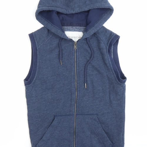 Aéropostale Mens Blue Sleeveless Hoodie Vest XS Full Zip Hooded