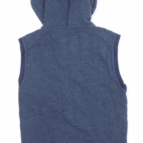 Aéropostale Mens Blue Sleeveless Hoodie Vest XS Full Zip Hooded