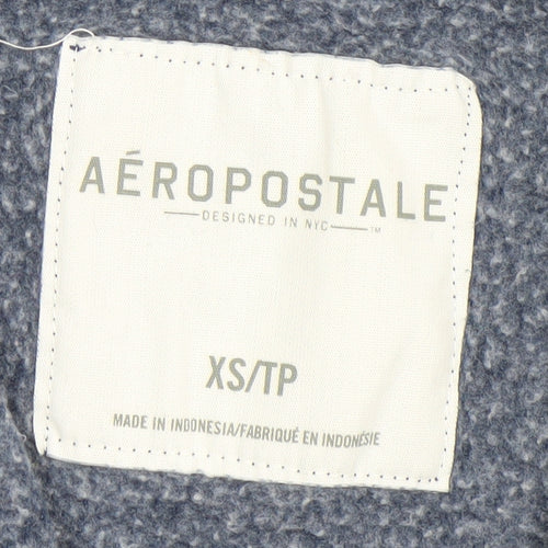 Aéropostale Mens Blue Sleeveless Hoodie Vest XS Full Zip Hooded