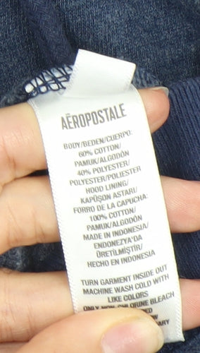 Aéropostale Mens Blue Sleeveless Hoodie Vest XS Full Zip Hooded