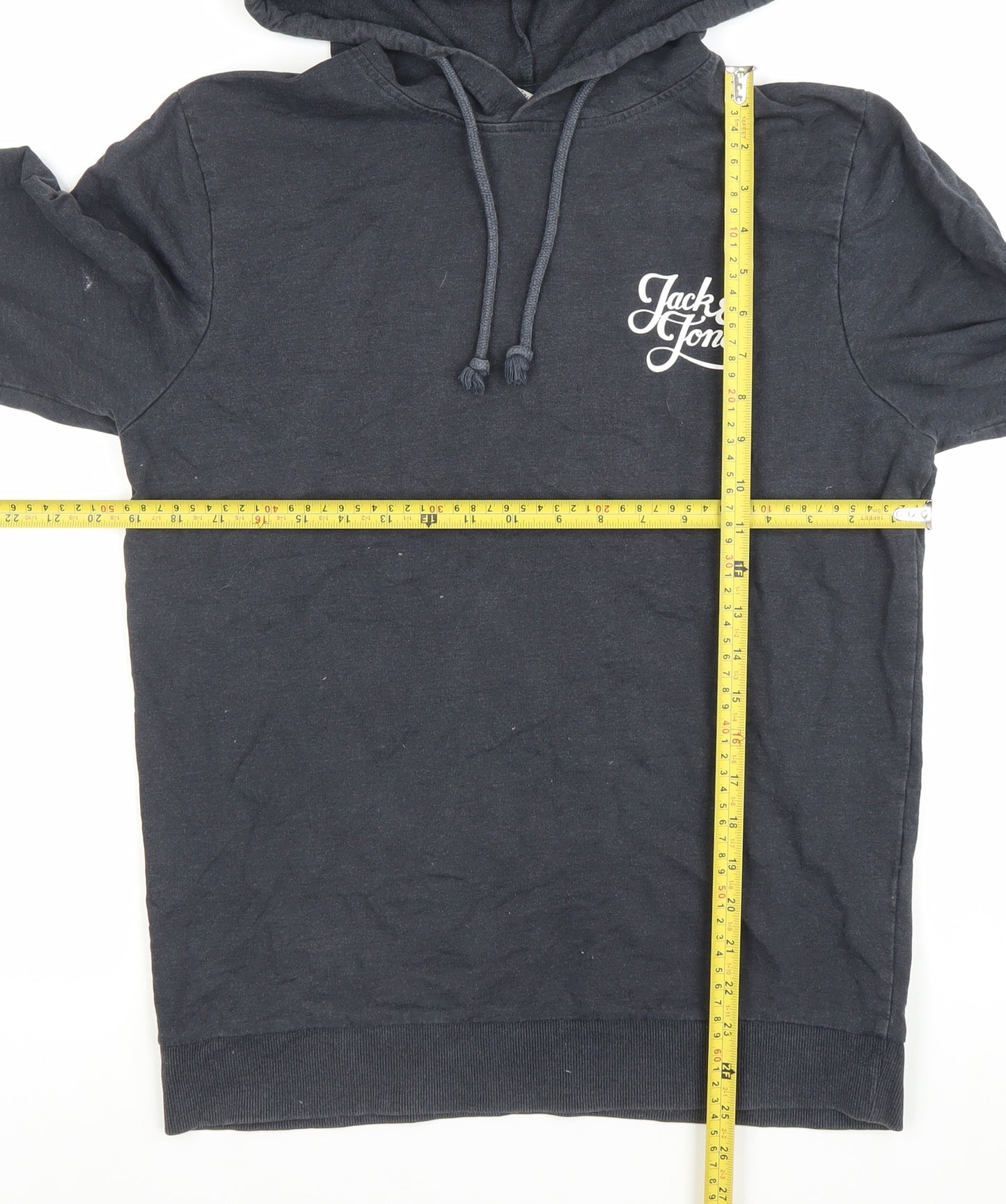 Jack & Jones Men’s Black Pullover Hoodie M Regular Fit Cotton Blend