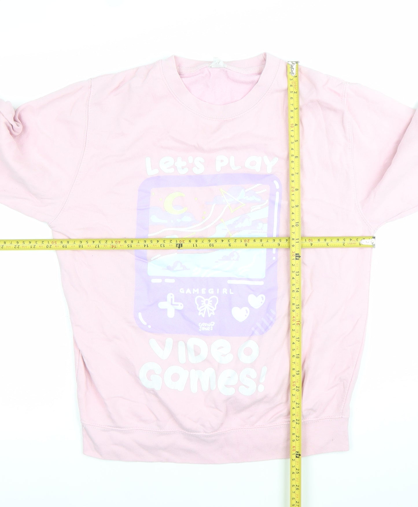 AWDis Womens Pink Graphic Pullover Sweatshirt Small Cotton Blend