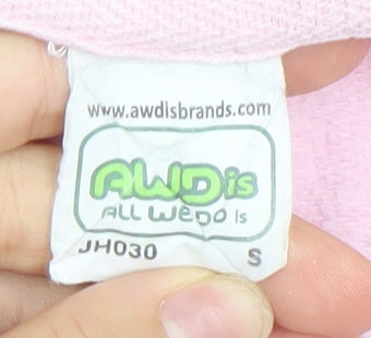 AWDis Womens Pink Graphic Pullover Sweatshirt Small Cotton Blend