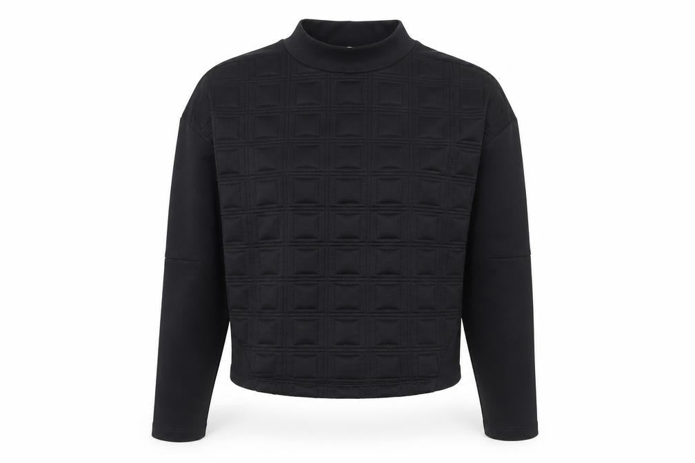 Pull&Bear Women Black Mock Neck Quilted Pullover Sweatshirt Size 12