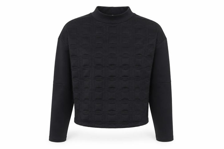 Pull&Bear Women Black Mock Neck Quilted Pullover Sweatshirt Size 12