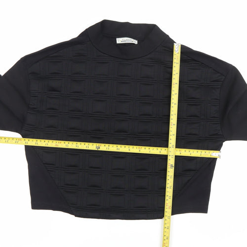 Pull&Bear Women Black Mock Neck Quilted Pullover Sweatshirt Size 12