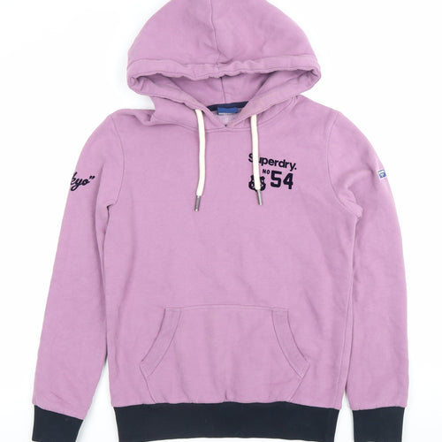 Superdry Women’s Purple Pullover Hoodie Size UK 8 With Logo Details