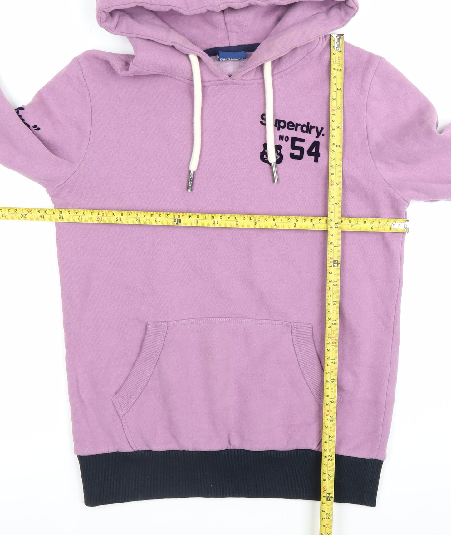Superdry Women’s Purple Pullover Hoodie Size UK 8 With Logo Details