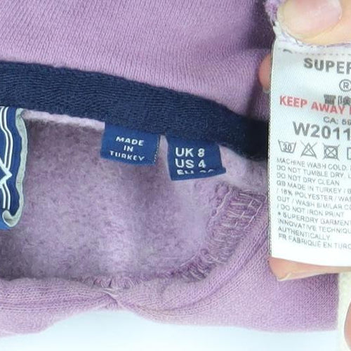 Superdry Women’s Purple Pullover Hoodie Size UK 8 With Logo Details