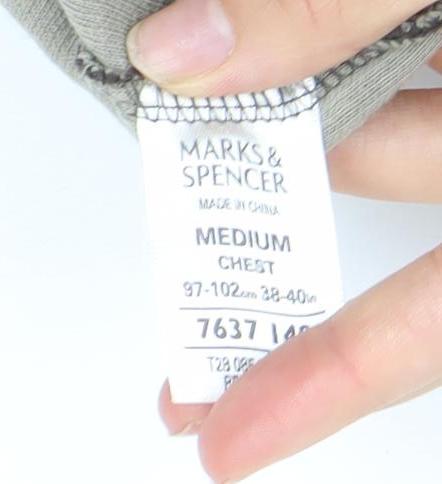 Marks and Spencer Mens Brown Henley Sweatshirt Medium Cotton