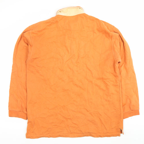 Fat Face Men’s Orange Cotton Collared Henley Sweatshirt Size L
