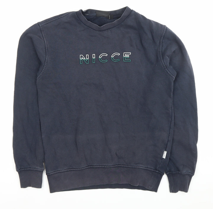 NICCE Mens Navy Blue XS Sweatshirt Crew Neck Pullover Logo Cotton