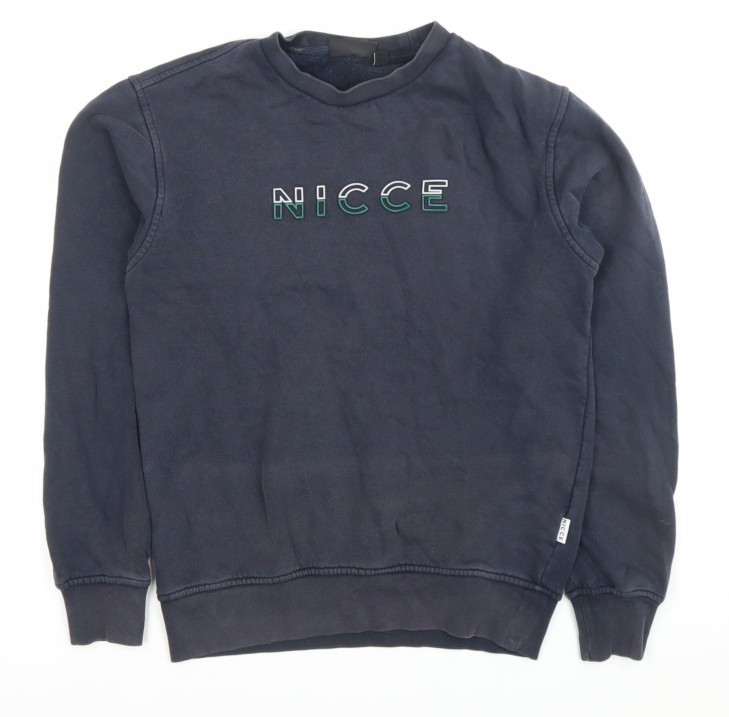 NICCE Mens Navy Blue XS Sweatshirt Crew Neck Pullover Logo Cotton
