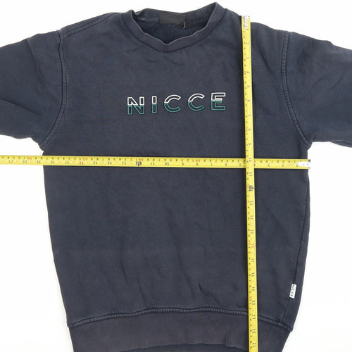 NICCE Mens Navy Blue XS Sweatshirt Crew Neck Pullover Logo Cotton