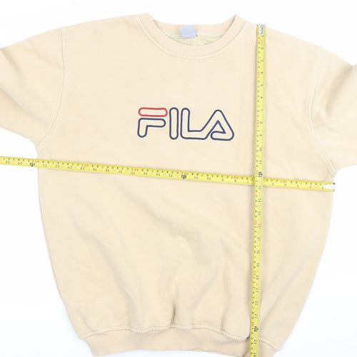 FILA Mens Beige Logo Sweatshirt L Pullover Crew Neck Casual