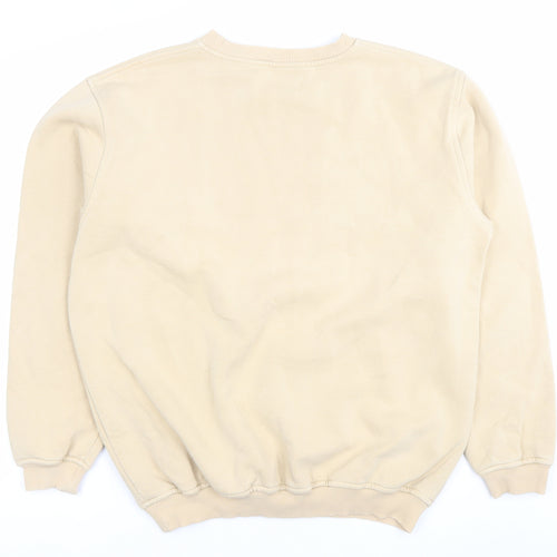 FILA Mens Beige Logo Sweatshirt L Pullover Crew Neck Casual