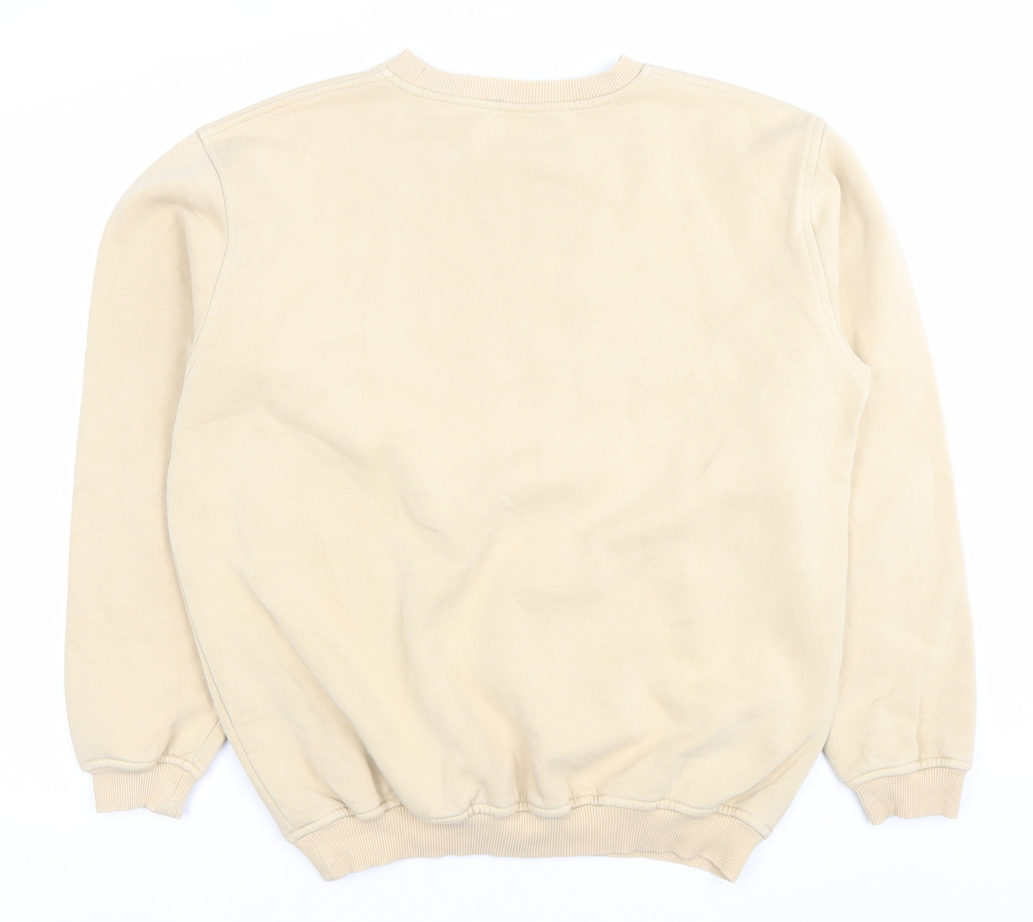 FILA Mens Beige Logo Sweatshirt L Pullover Crew Neck Casual