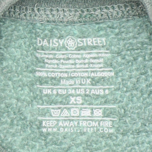 Daisy Street Womens Green XS Sweatshirt Pullover Cotton National League