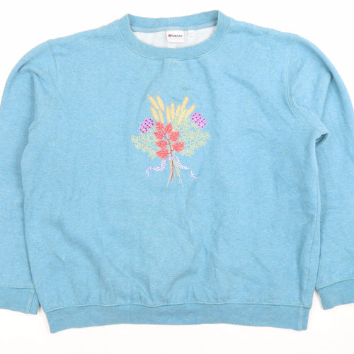 Damart Women’s Blue Embroidered Pullover Sweatshirt Size 12/14